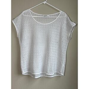 Cato White Lace Eyelet Top — Ethereal Coquette Whimsy Cottagecore Blouse- Large